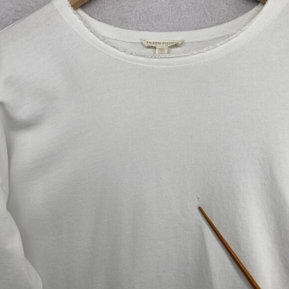 EILEEN FISHER Dress M Organic Cotton Terry Shift Tunic 3/4 Sleeve White - Picture 12 of 16